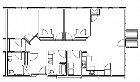 Floor plan for 3 beds, 2 baths, 1459 sqft